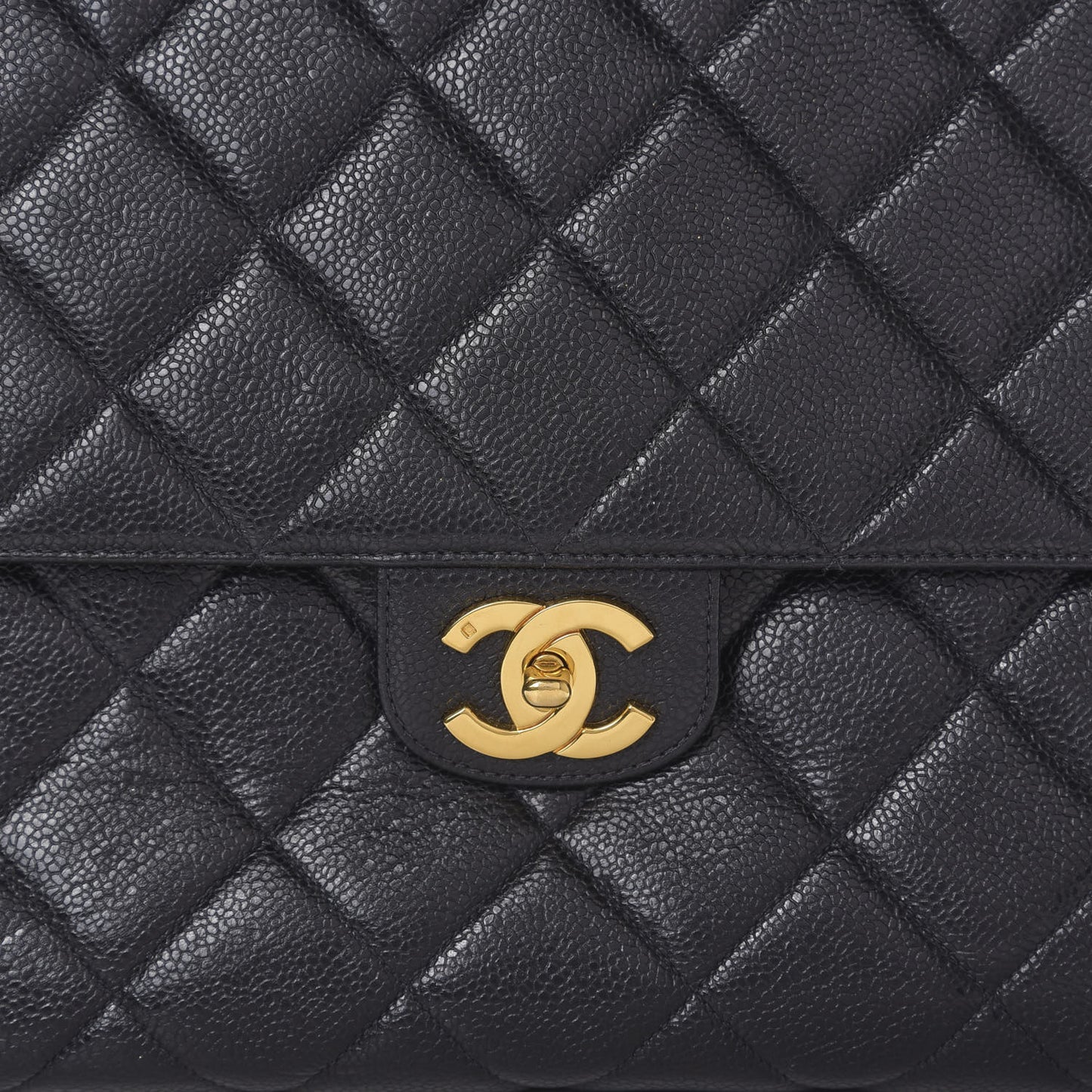 Caviar Quilted Jumbo Kelly Flap Black