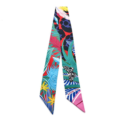 Hermes Silk Jaguar Quetzal Twilly Vert Rouge Rose 2 of 3