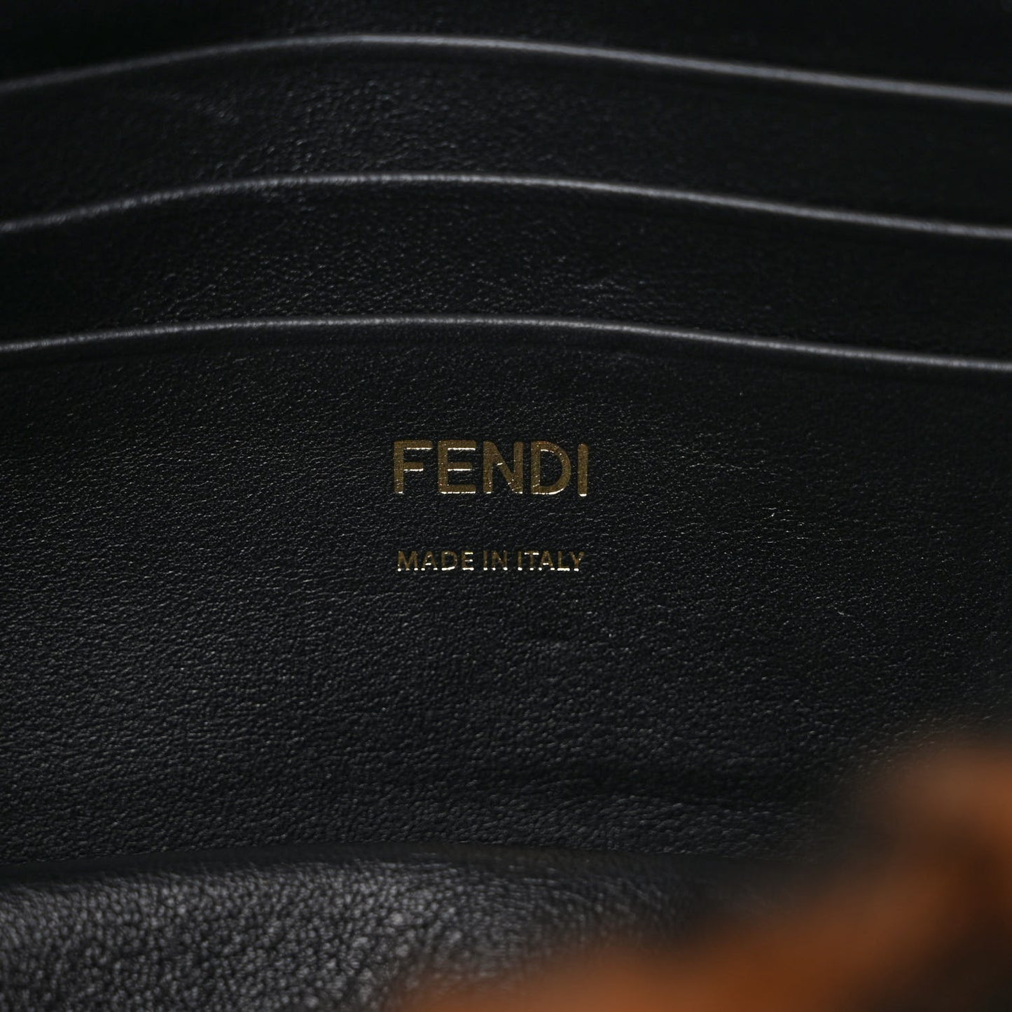 Shearling Vitello Dolce Macro FF 1974 Mini Baguette Tobacco Black