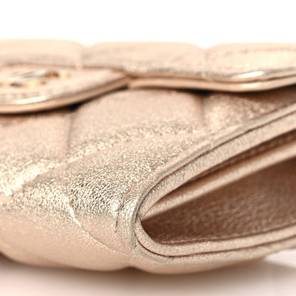 Chanel Metallic Lambskin Quilted Flap Card Holder On Chain Gold 12 of 12