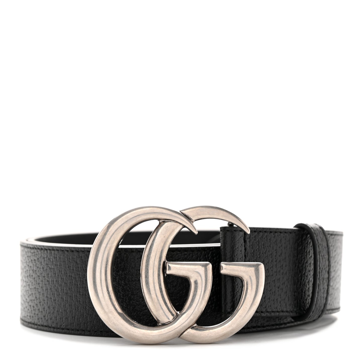 Textured Dollar Calfskin Nickel Double G 40mm Belt 100 40 Black