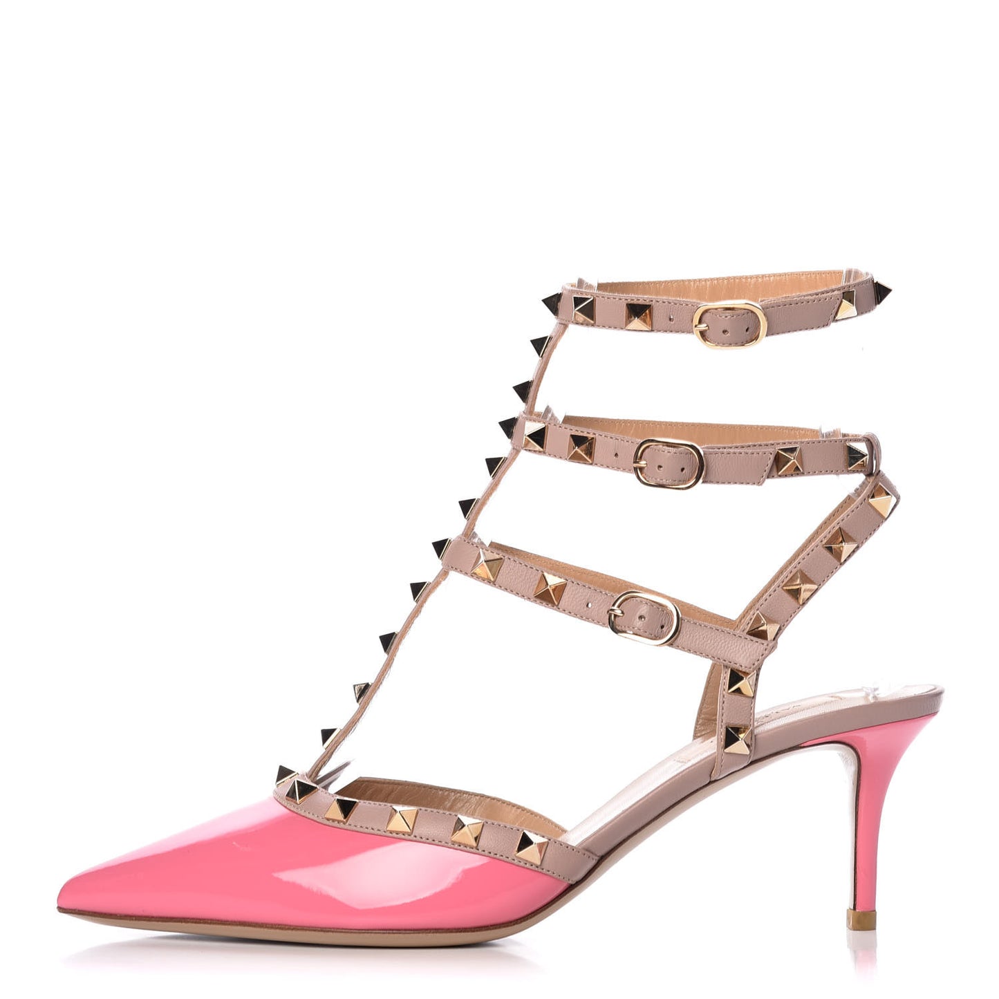 Patent Nappa Rockstud Ankle Strap 65mm Pumps 39.5 Ninphea Poudre