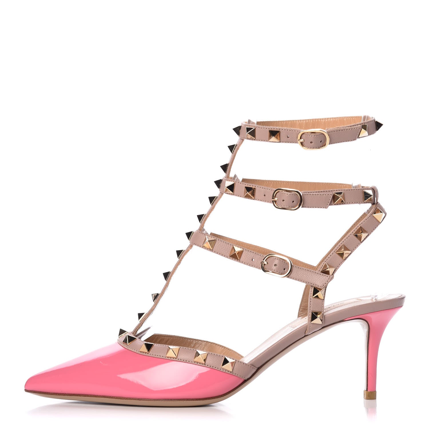 Valentino Garavani Patent Nappa Rockstud Ankle Strap 65mm Pumps 39.5 Ninphea Poudre 1 of 9