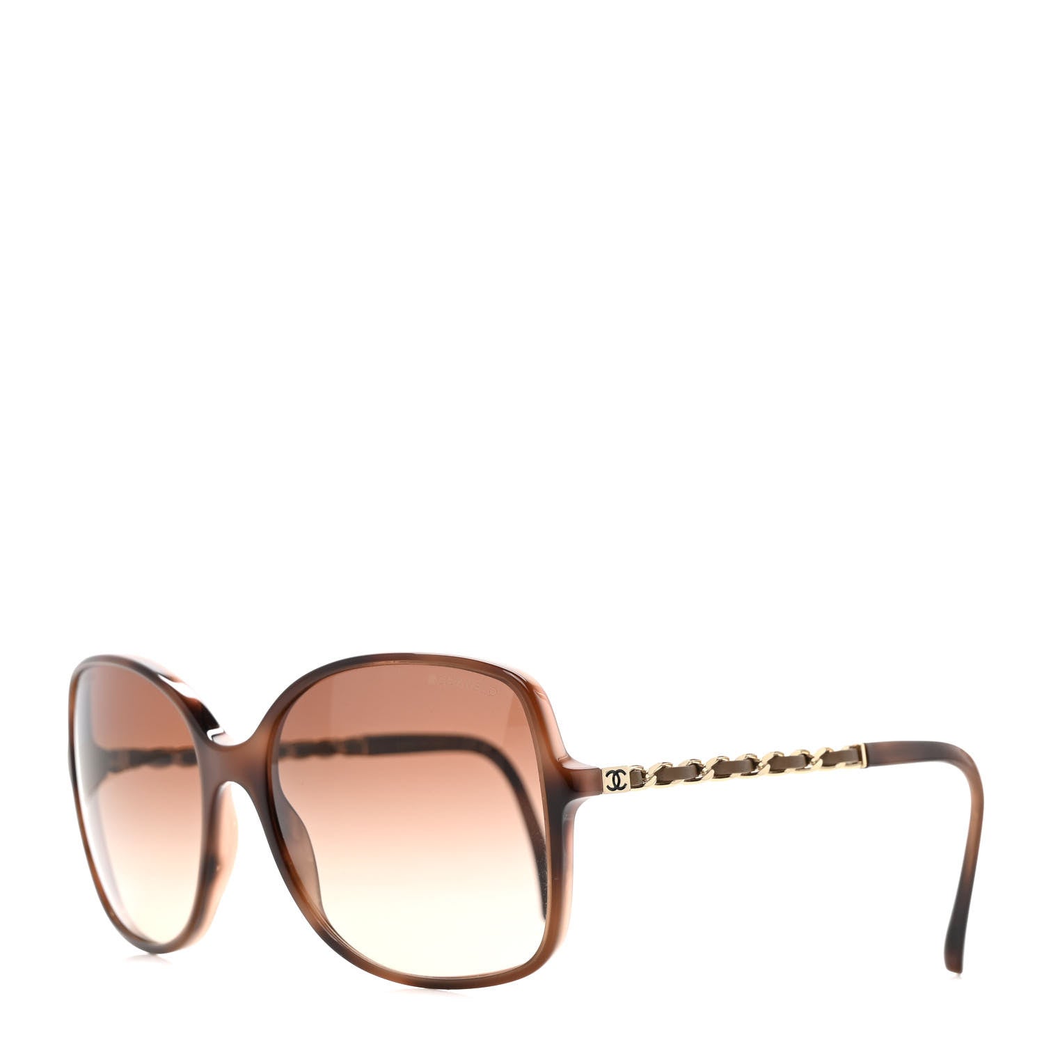 Chanel Acetate Metal Lambskin Chain Square Sunglasses 5210-Q Brown 1 of 8