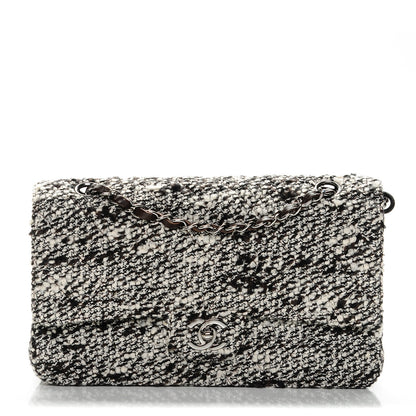 Chanel Tweed Quilted Medium Double Flap White Brown 1 of 7