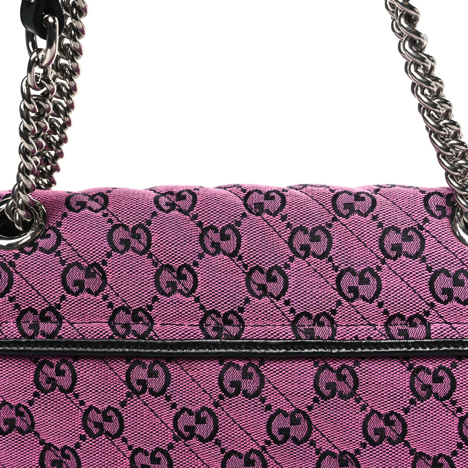 Gucci Monogram Multicolor Matelasse Diagonal Small GG Marmont Shoulder Bag Pink Blue 12 of 12