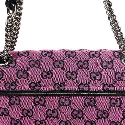 Gucci Monogram Multicolor Matelasse Diagonal Small GG Marmont Shoulder Bag Pink Blue 12 of 12
