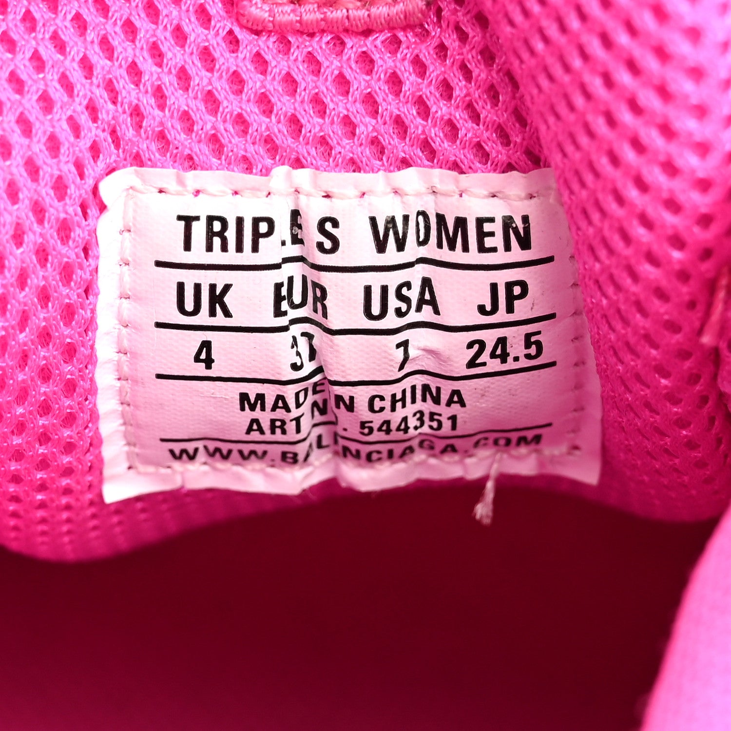 Balenciaga Fabric Mesh Clear Sole Fluo Womens Triple S Sneakers 37 Pink 10 of 11