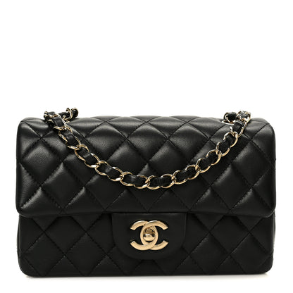 Chanel Lambskin Quilted Mini Rectangular Flap Black 1 of 12