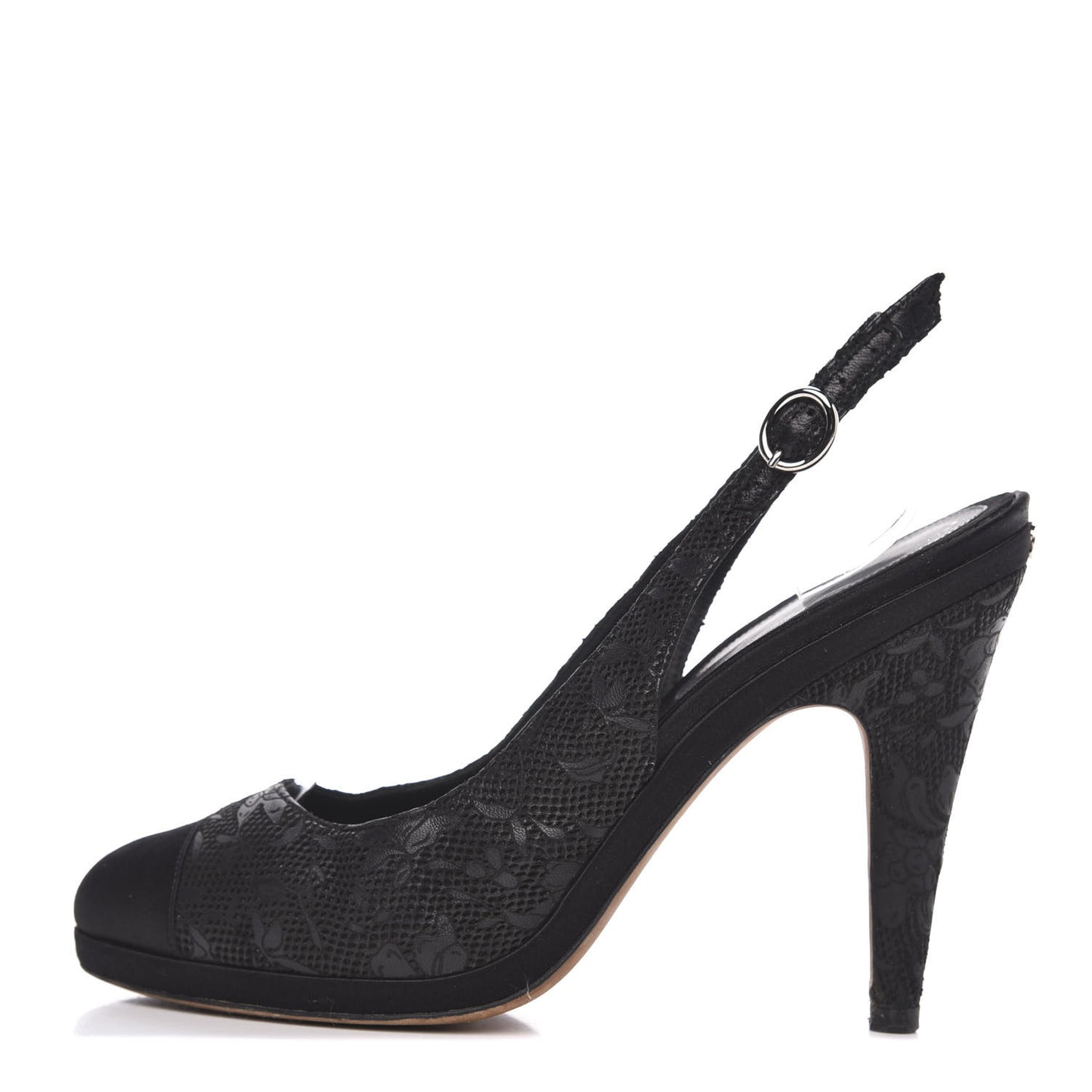 Lace Cap Toe CC Slingback Pumps 40 Black