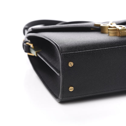 Saint Laurent Grain de Poudre Mini Classic Monogram Cassandra Top Handle Black Rouge Legion 8 of 10