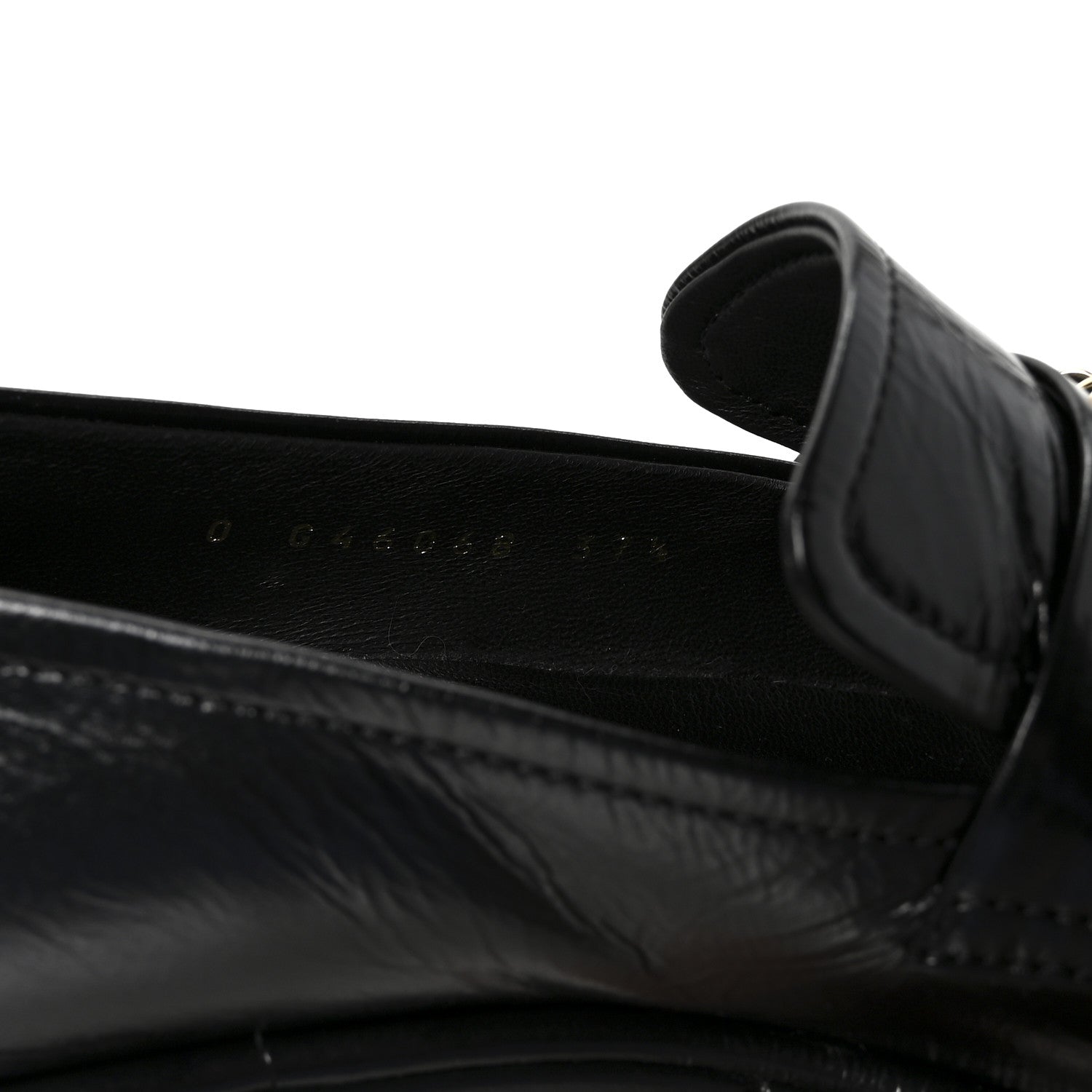 Chanel Shiny Calfskin Logo Platform Loafers 37.5 Black 9 of 9