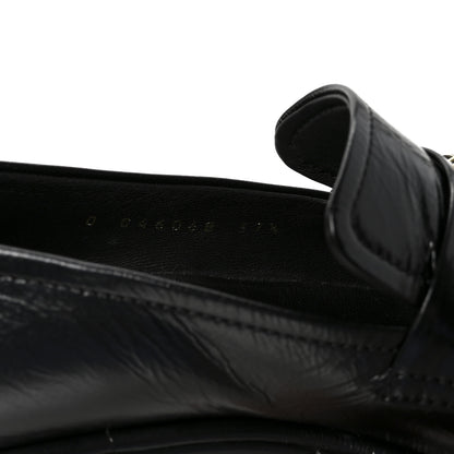 Chanel Shiny Calfskin Logo Platform Loafers 37.5 Black 9 of 9