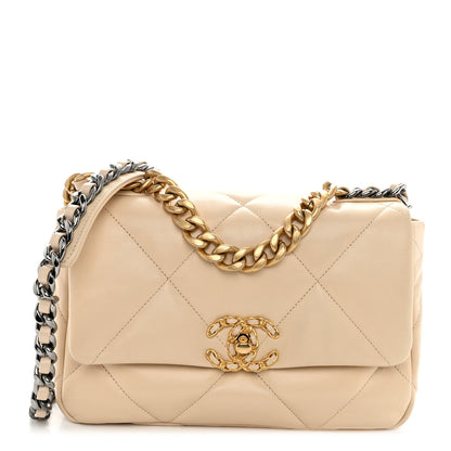Chanel Goatskin Quilted Medium Chanel 19 Flap Beige 1 of 11