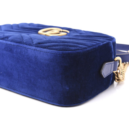 Gucci Velvet Matelasse Small GG Marmont Chain Shoulder Bag Cobalt 6 of 10