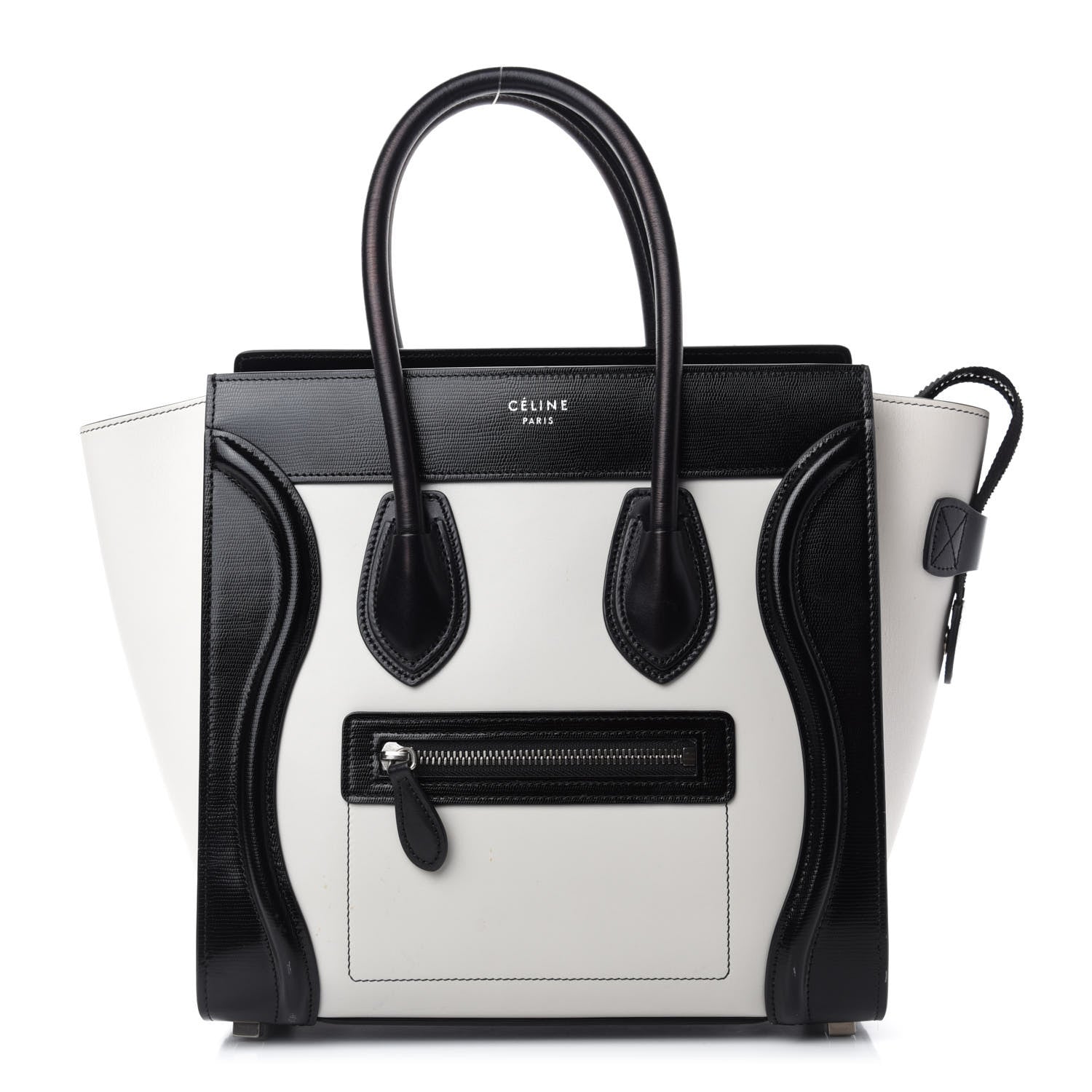 Celine Sleek Calfskin Micro Bi-Color Luggage Black White 1 of 12