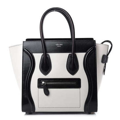Celine Sleek Calfskin Micro Bi-Color Luggage Black White 1 of 12