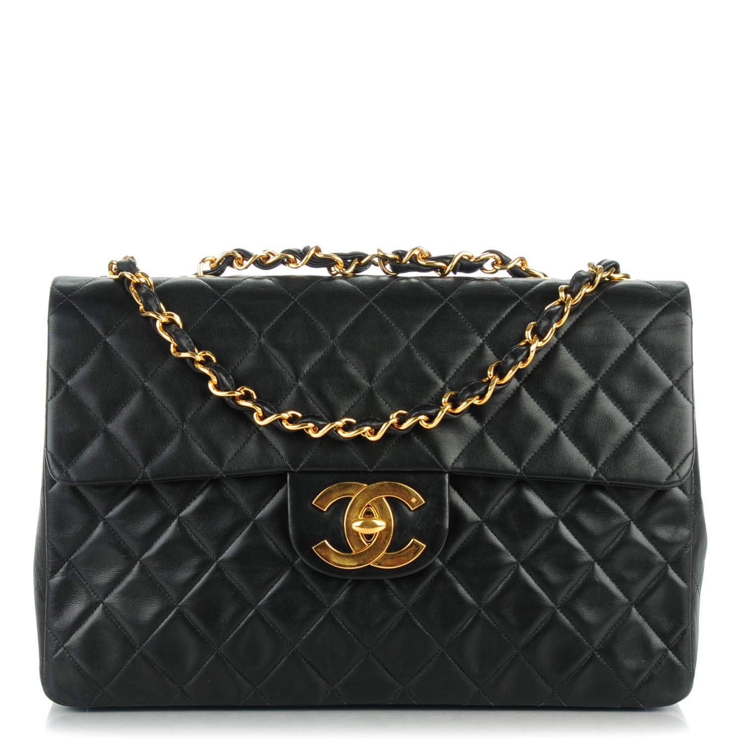 Chanel Lambskin Quilted XL Jumbo Single Flap Black 1 of 8