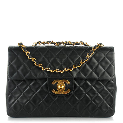 Chanel Lambskin Quilted XL Jumbo Single Flap Black 1 of 8