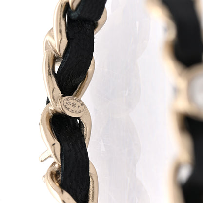 Chanel Lambskin Pearl More Is More CC Chain Hoop Earrings Gold Black 4 of 7