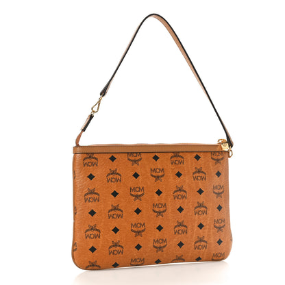 MCM Visetos Liz Shopper Tote Pouch Cognac 2 of 13