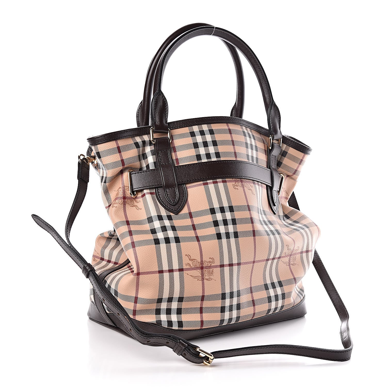 Burberry Haymarket Check Medium Golderton Tote Chocolate 3 of 9