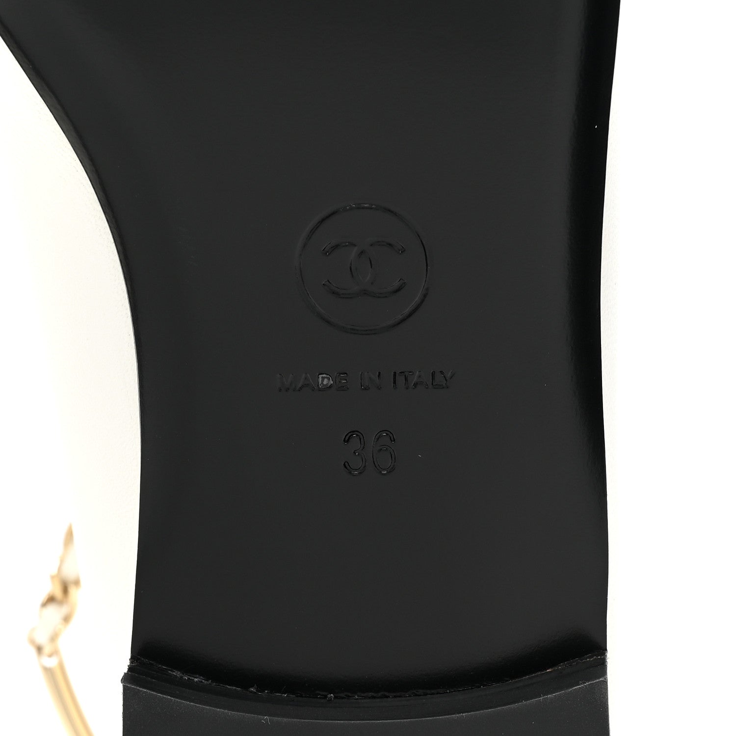 Chanel Lambskin Patent Calfskin Cap Toe Ankle Chain Ballerina Flats 36 White Black 6 of 9