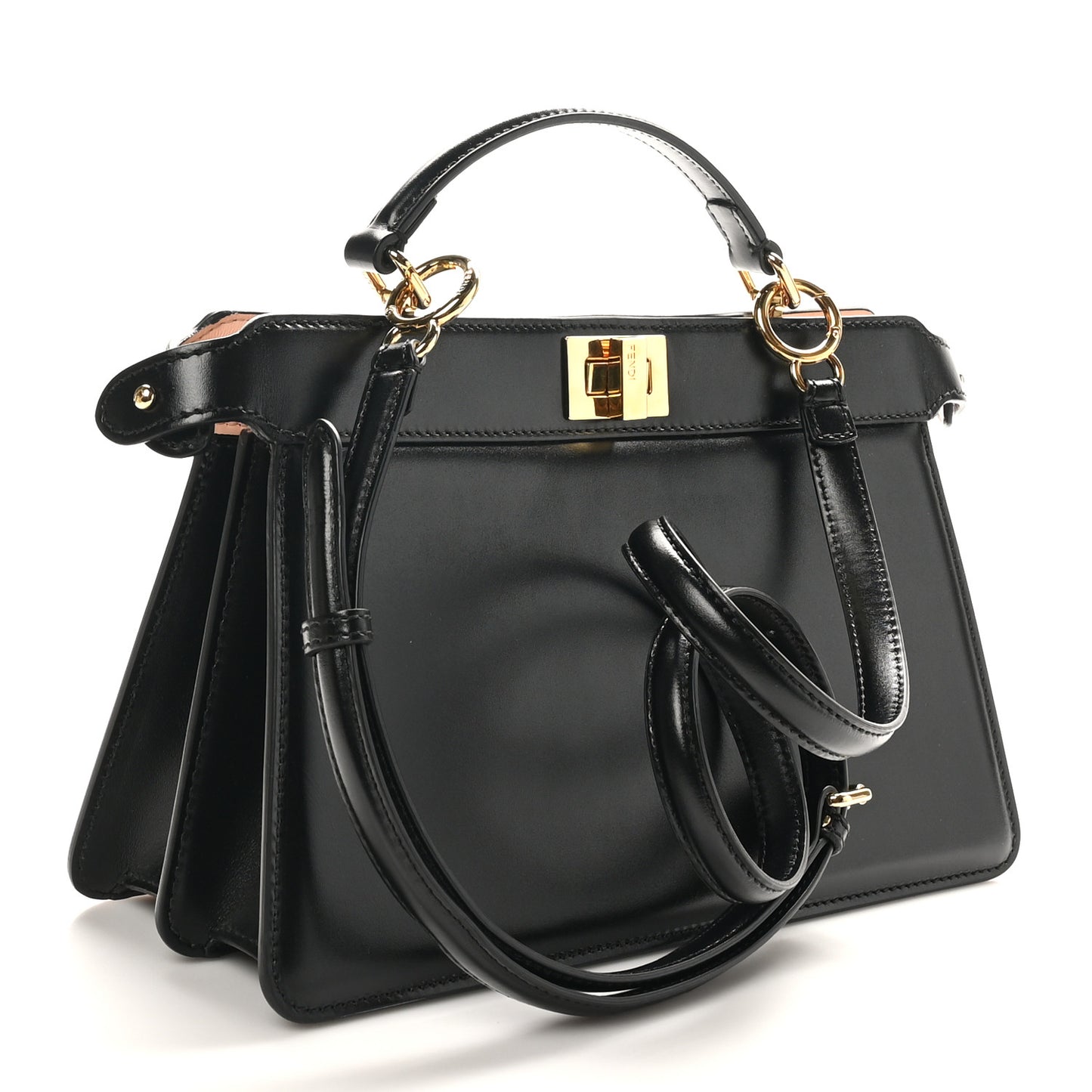 Vitello King Luxor Shiny Nappa Medium Peekaboo I SEE U East West Satchel Black Light Rose