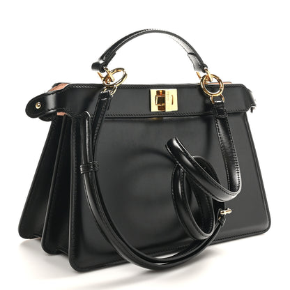 Fendi Vitello King Luxor Shiny Nappa Medium Peekaboo I SEE U East West Satchel Black Light Rose 3 of 9