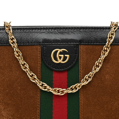 Gucci Suede Patent Web Small Ophidia Chain Shoulder Bag Nocciola Black 8 of 12