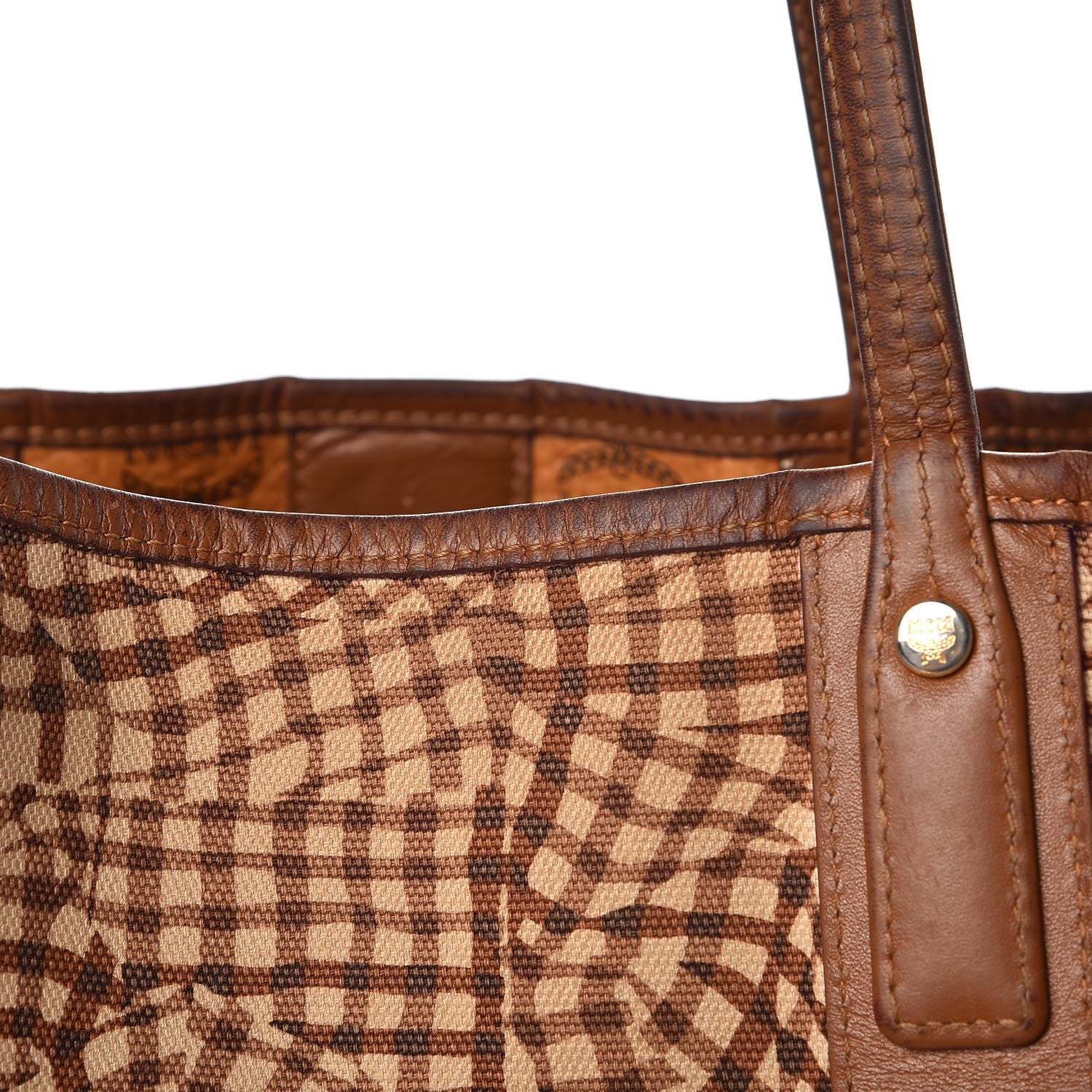 MCM Visetos Liz Reversible Shopper Tote Cognac 20 of 26