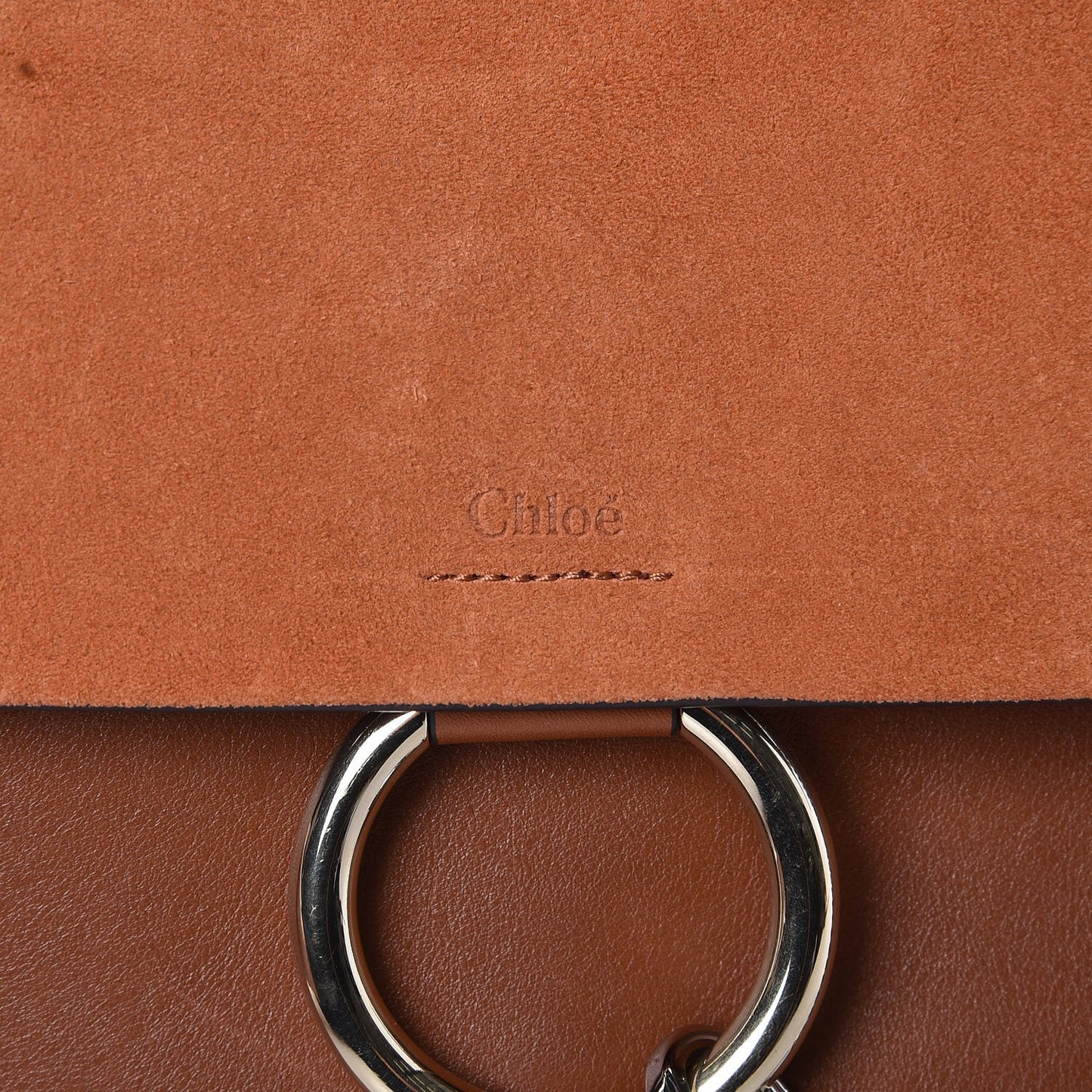 Suede Calfskin Medium Faye Shoulder Bag Tobacco
