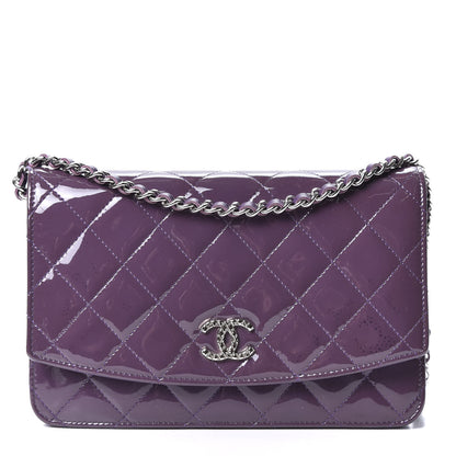 Chanel Patent Quilted Brilliant Wallet On Chain WOC Violet 1 of 10