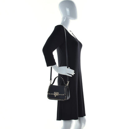 Valentino Garavani Grainy Calfskin Small Rockstud Top Handle Bag Black 2 of 10