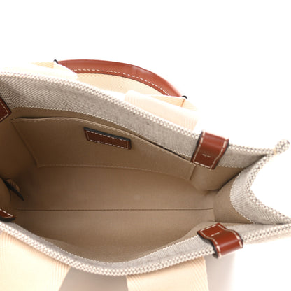 Chloe Cotton Calfskin Small Woody Ribbon Tote White Brown 5 of 9