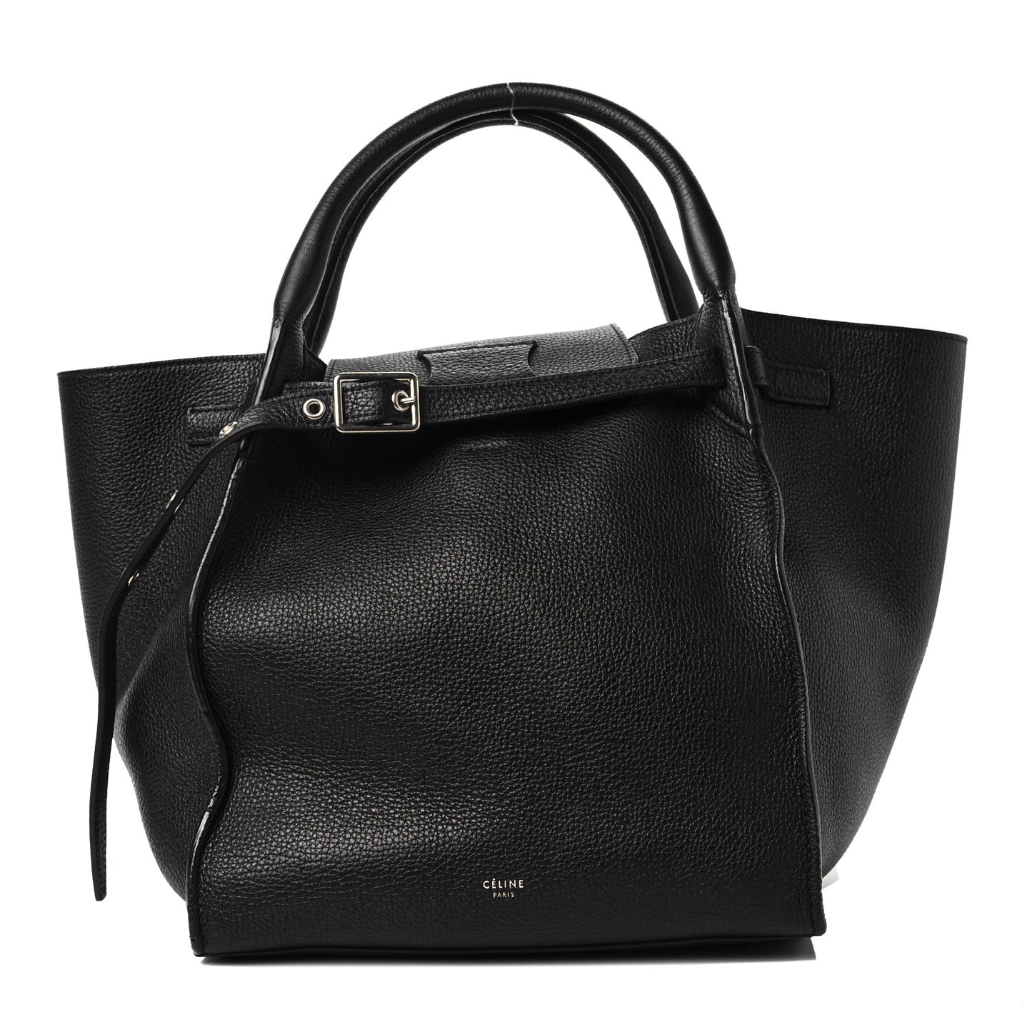 Supple Grained Calfskin Small Long Strap Big Bag Black