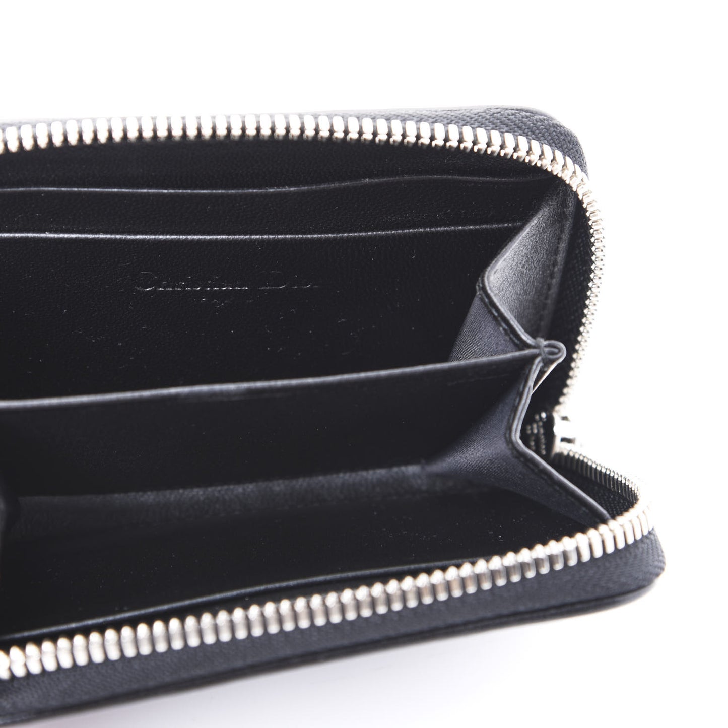 Lambskin Cannage Mini Lady Dior Zip Portemonnaie Black
