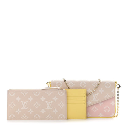 Louis Vuitton Empreinte Spring in the City Felicie Pochette Chain Wallet Pink Beige Yellow 1 of 10