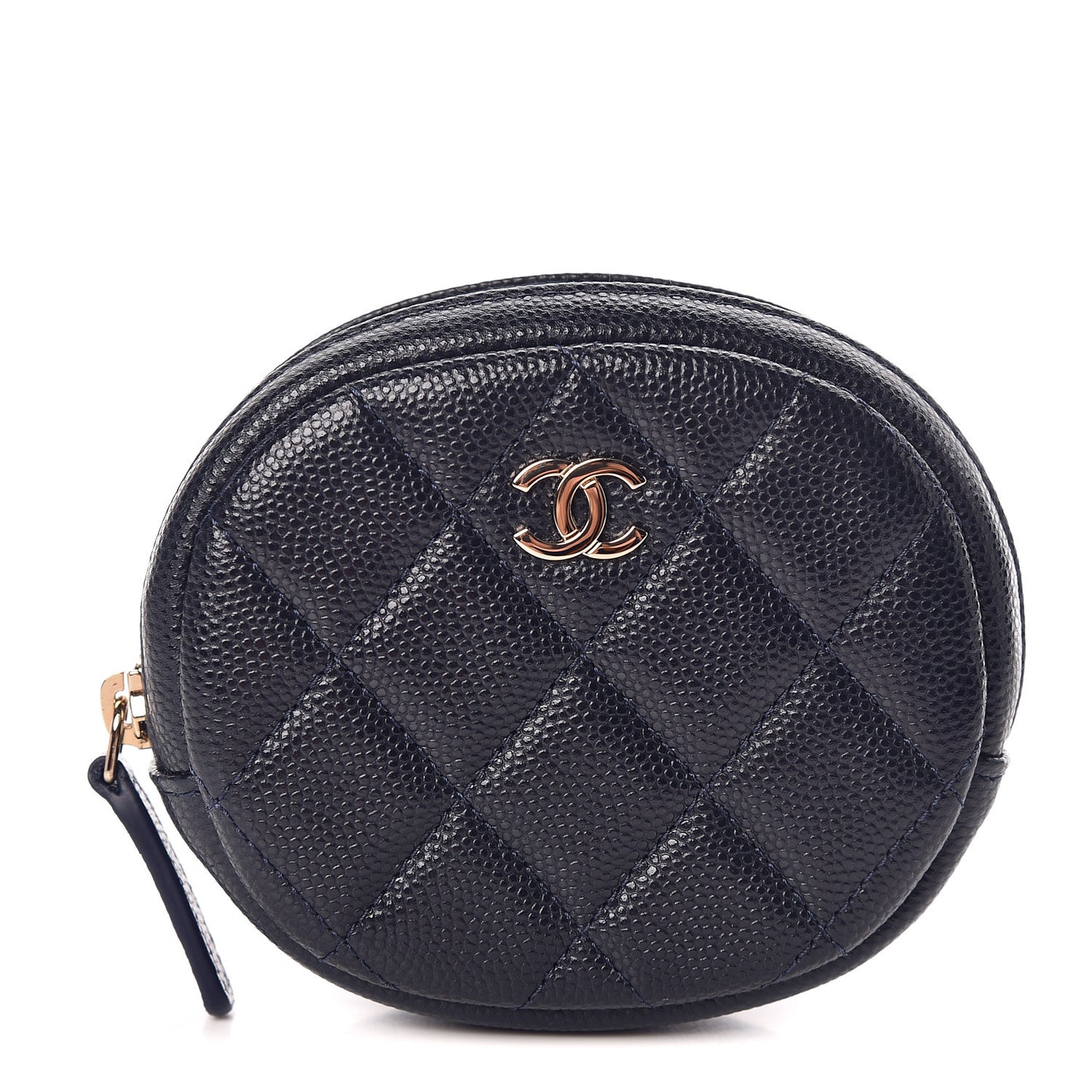 Caviar Quilted Zip Around Classic Coin Purse Navy Blue
