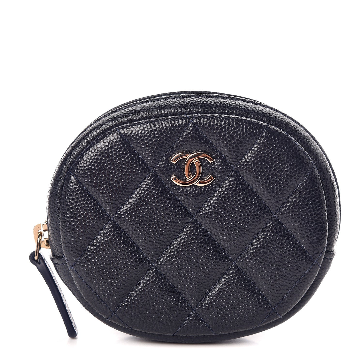 Chanel Caviar Quilted Zip Around Classic Coin Purse Navy Blue 1 of 8