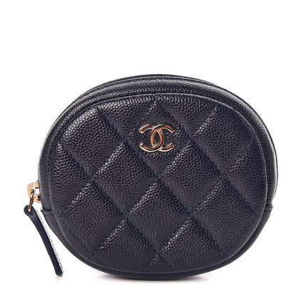 Chanel Caviar Quilted Zip Around Classic Coin Purse Navy Blue 1 of 8