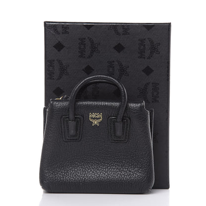 MCM Grained Calfskin Mini Milla Handbag Card Case Black 7 of 7