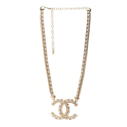 Chanel Metal Lambskin CC Chain Necklace Gold White 3 of 5