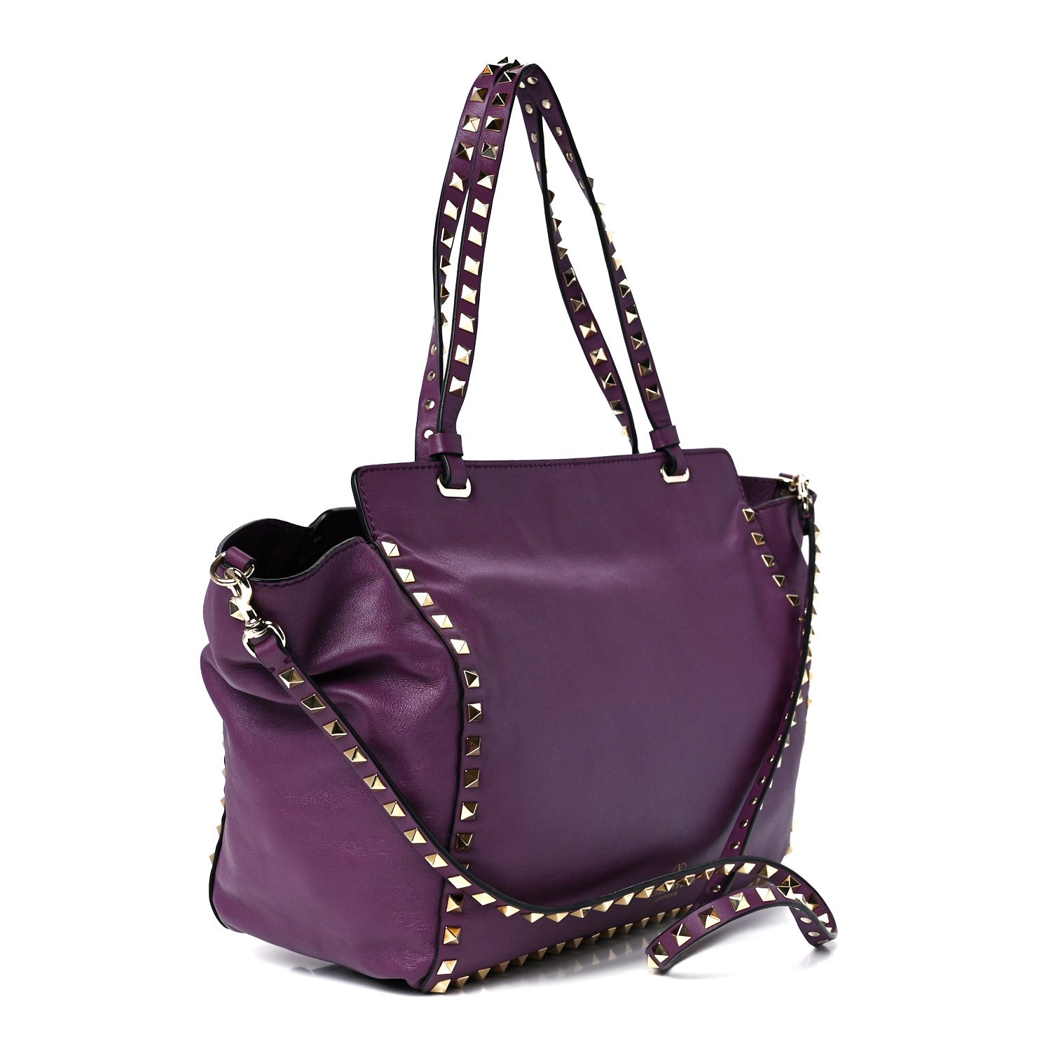 Valentino Garavani Vitello Medium Rockstud Tote Grape 3 of 10