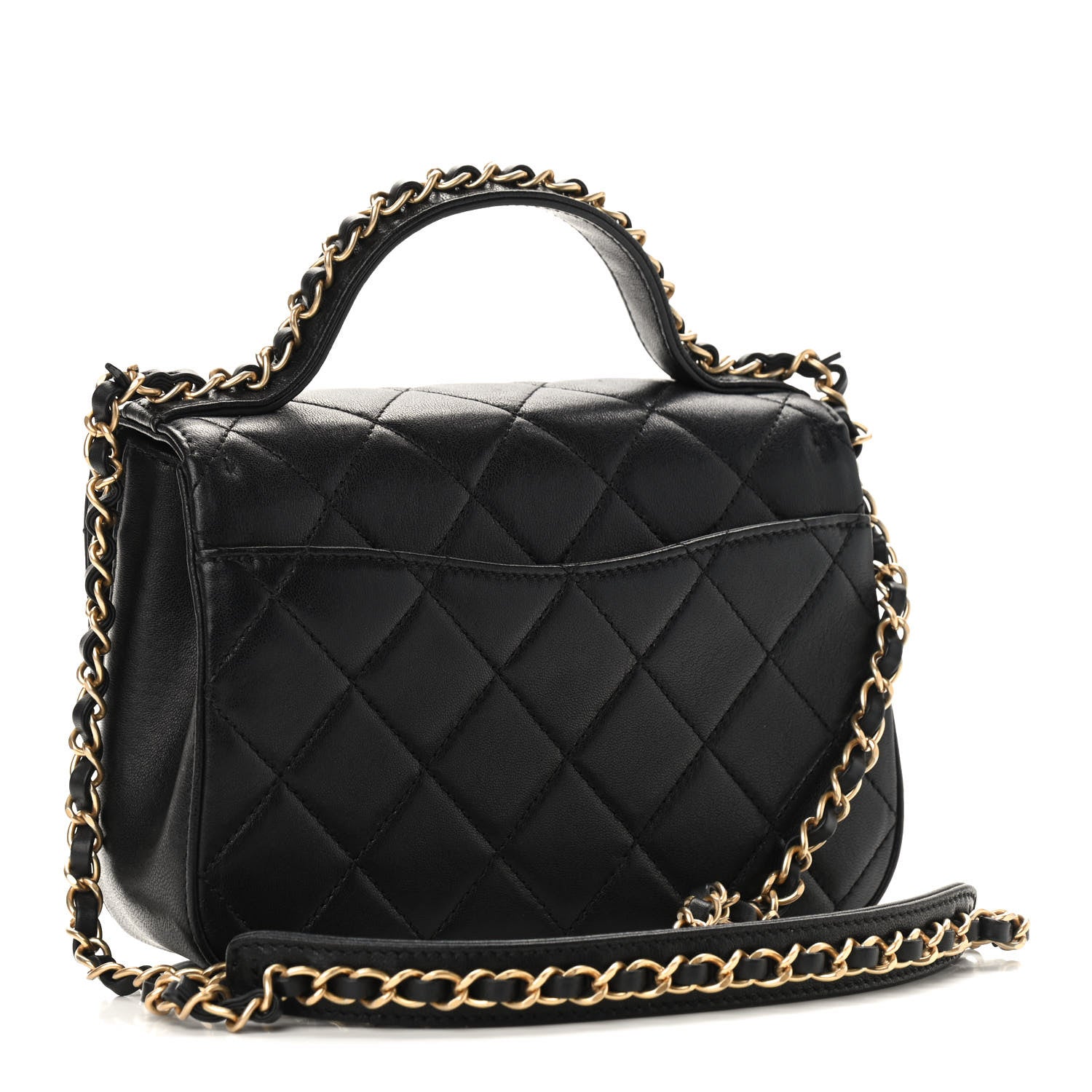 Chanel Lambskin Quilted Small Chain Infinity Top Handle Flap Black 3 of 9