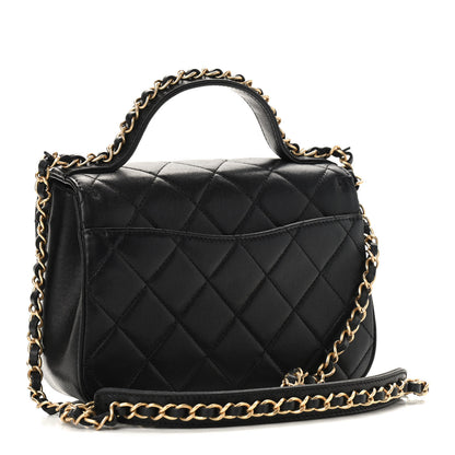 Chanel Lambskin Quilted Small Chain Infinity Top Handle Flap Black 3 of 9