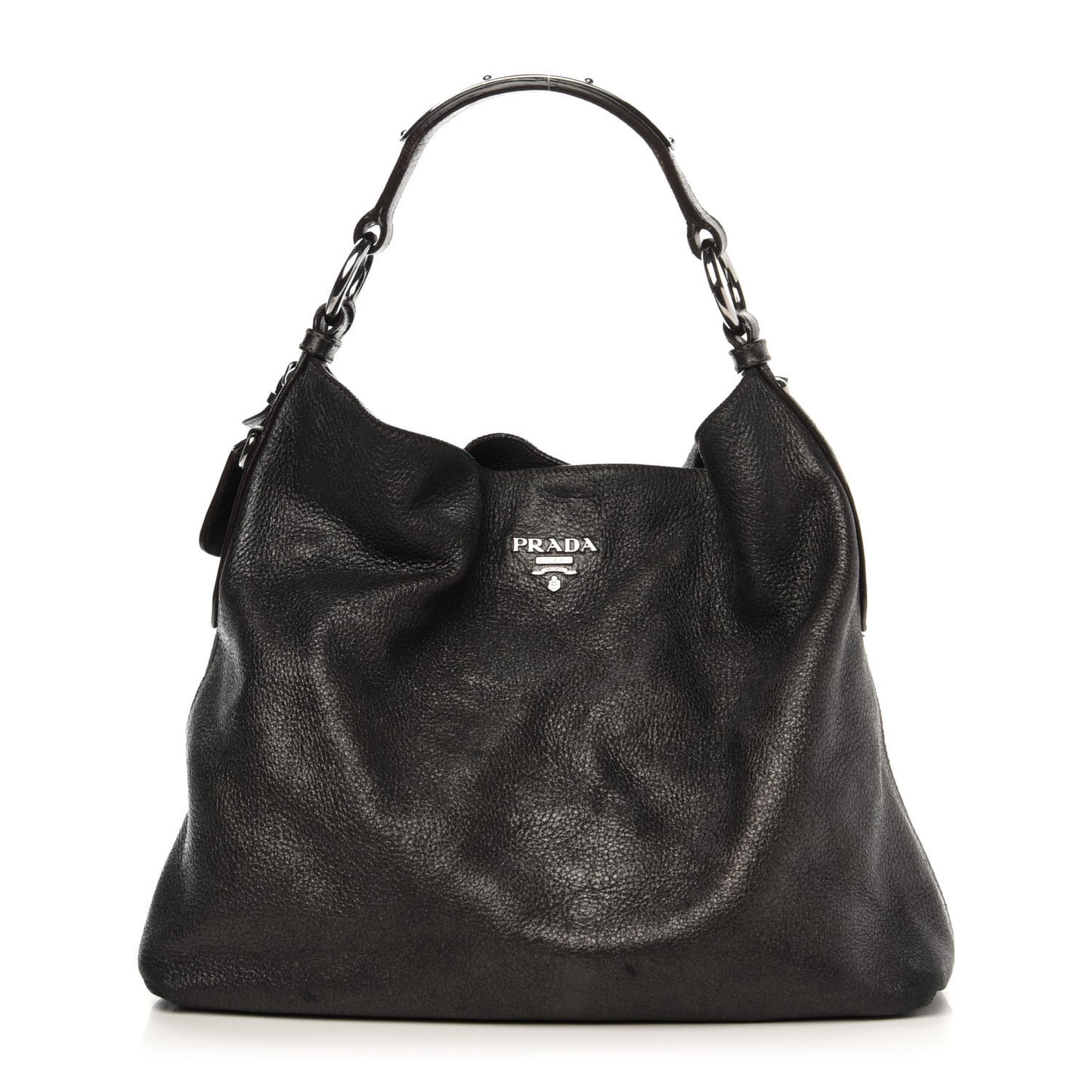 Metallic Vitello Daino Hobo Dark Grey