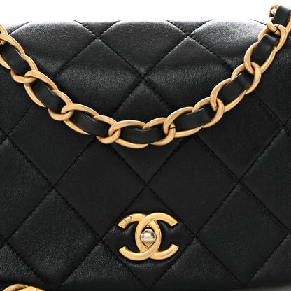 Chanel Shiny Lambskin Quilted Chain Around Flap Bag Black 8 of 10