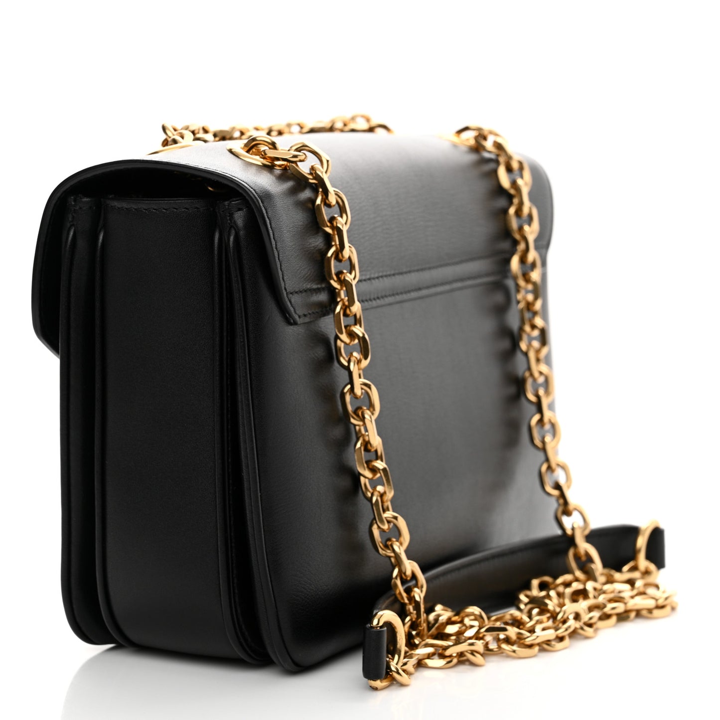 Shiny Calfskin Medium C Bag Black