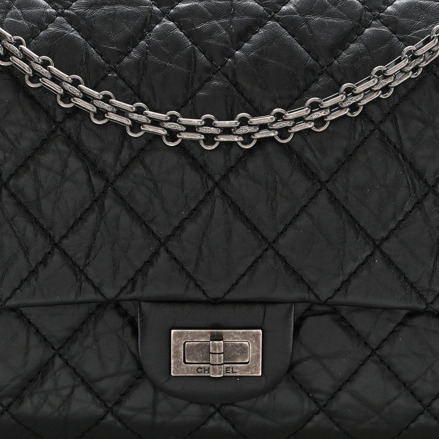 Aged Calfskin Quilted 2.55 Reissue 226 Flap Black